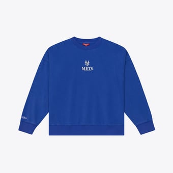 Women's Mitchell & Ness Royal New York Mets Core Essentials Micro Logo Fleece Sweatshirt