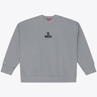 Women's Mitchell & Ness Gray Chicago White Sox Core Essentials Micro Logo Fleece Sweatshirt