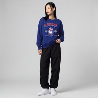 Women's Mitchell & Ness Royal Chicago Cubs Street Graphics Sweatshirt