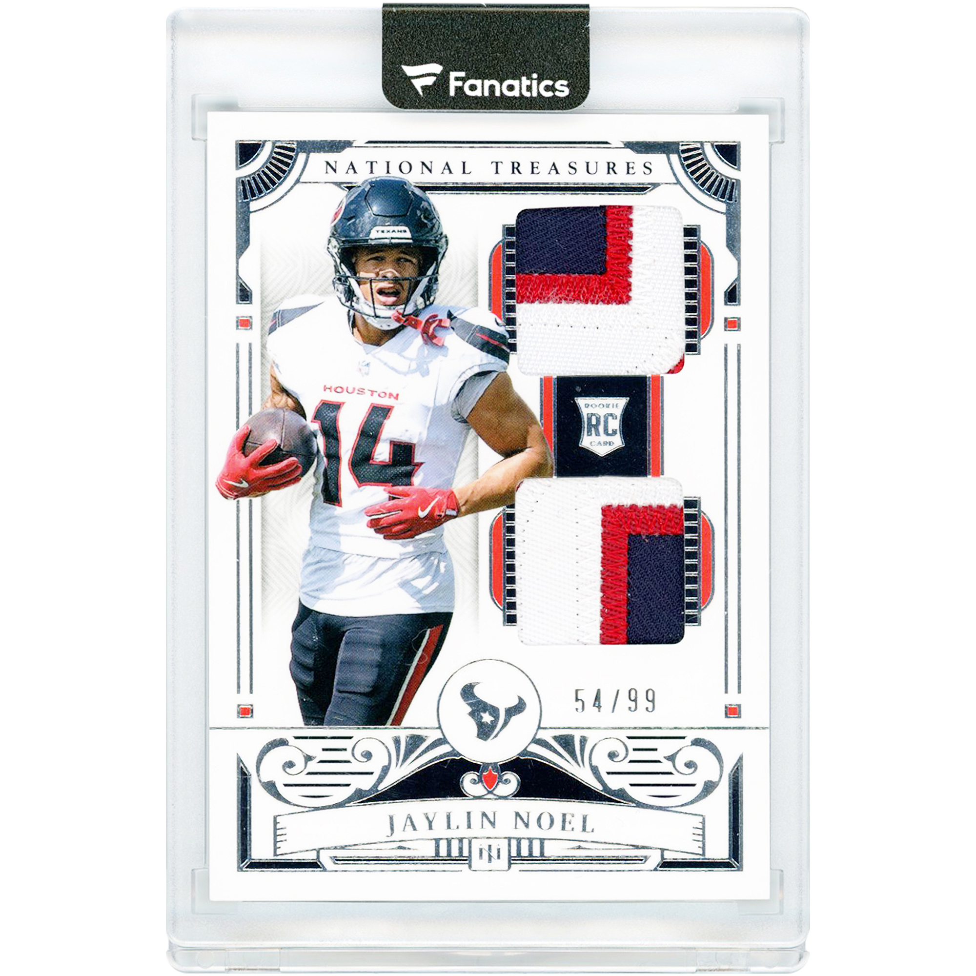 Jaylin Noel Houston Texans 2025 Panini National Treasures Dual Tri-Color Relic #43 #54/99 Rookie Card