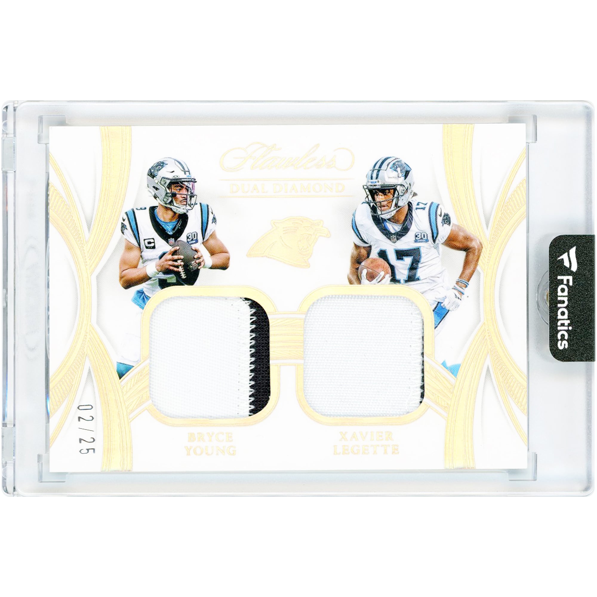 Bryce Young & Xavier Legette Carolina Panthers 2025 Panini Flawless Dual Diamond Relics #DDM-CAR #2/25 Card