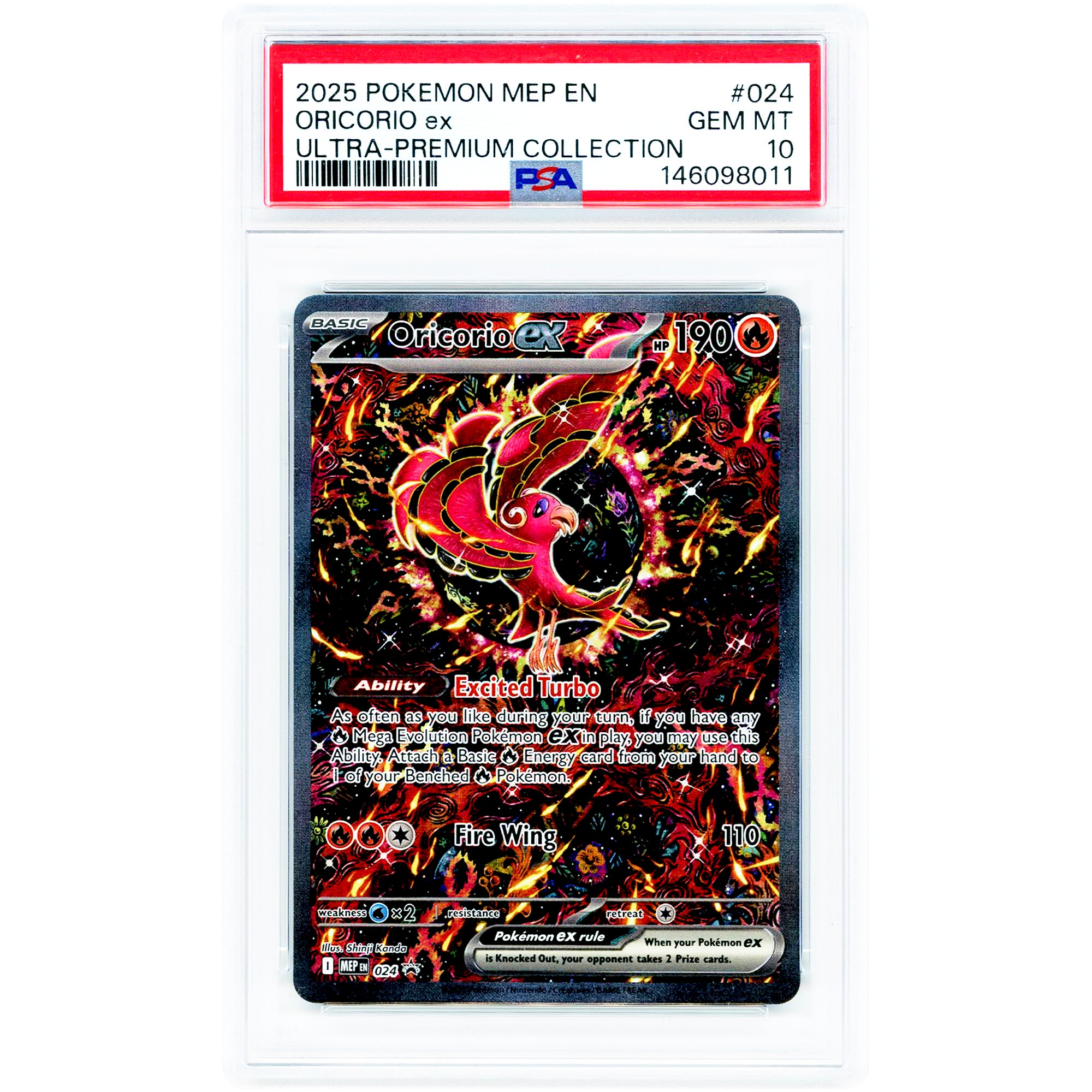 Oricorio EX 2025 Pokemon Mega Evolution Premium Collection Promo #024 PSA Authenticated 10 Card