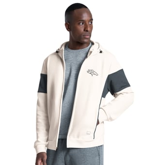 Men's MSX by Michael Strahan Cream Denver Broncos Competition Full-Zip Tri-Blend Hoodie