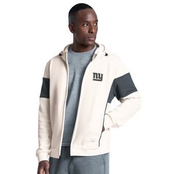 Men's MSX by Michael Strahan Cream New York Giants Competition Full-Zip Tri-Blend Hoodie
