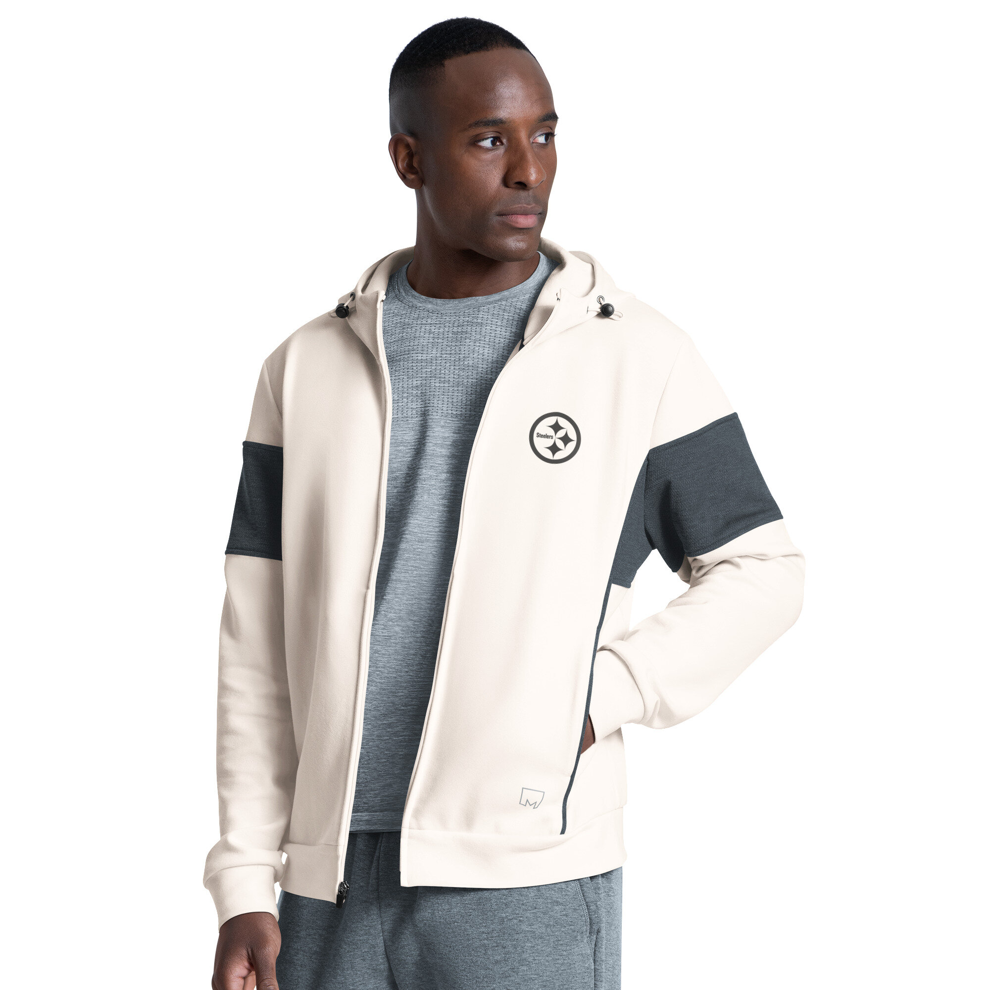 Msx by Michael Strahan Men's Cream Pittsburgh Steelers Competition Full-Zip Tri-Blend Hoodie - Cream
