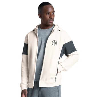Men's MSX by Michael Strahan Cream Pittsburgh Steelers Competition Full-Zip Tri-Blend Hoodie