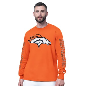 Men's Starter Orange Denver Broncos Clutch Hit II Long-Sleeve T-Shirt
