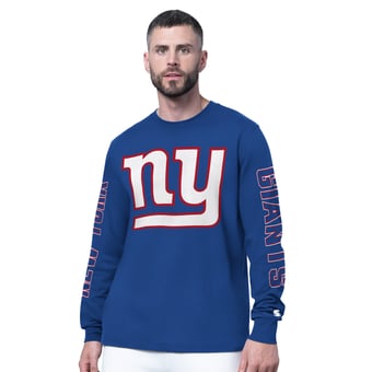 Men's Starter Royal New York Giants Clutch Hit II Long-Sleeve T-Shirt