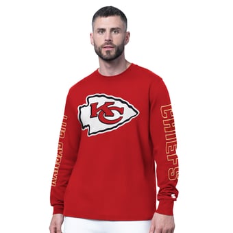 Men's Starter Red Kansas City Chiefs Clutch Hit II Long-Sleeve T-Shirt