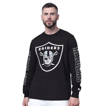 Men's Starter Black Las Vegas Raiders Clutch Hit II Long-Sleeve T-Shirt