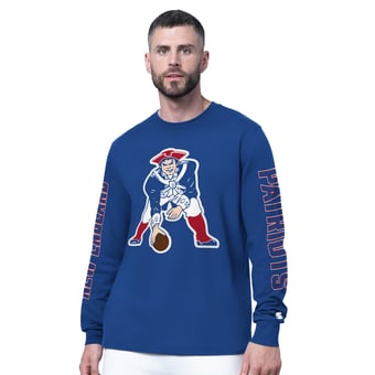 Men's Starter Royal New England Patriots Clutch Hit II Vintage Logo Long-Sleeve T-Shirt