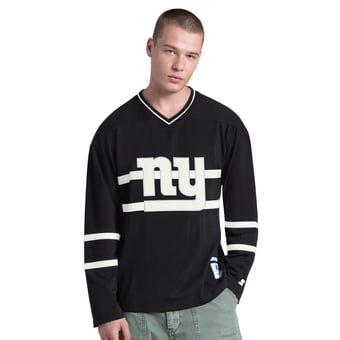 Men's Starter Black/White New York Giants Lineup Long Sleeve T-Shirt