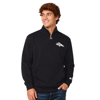 Men's Starter  Black Denver Broncos Thursday Night Gridiron Batwing Quarter-Zip Sweatshirt