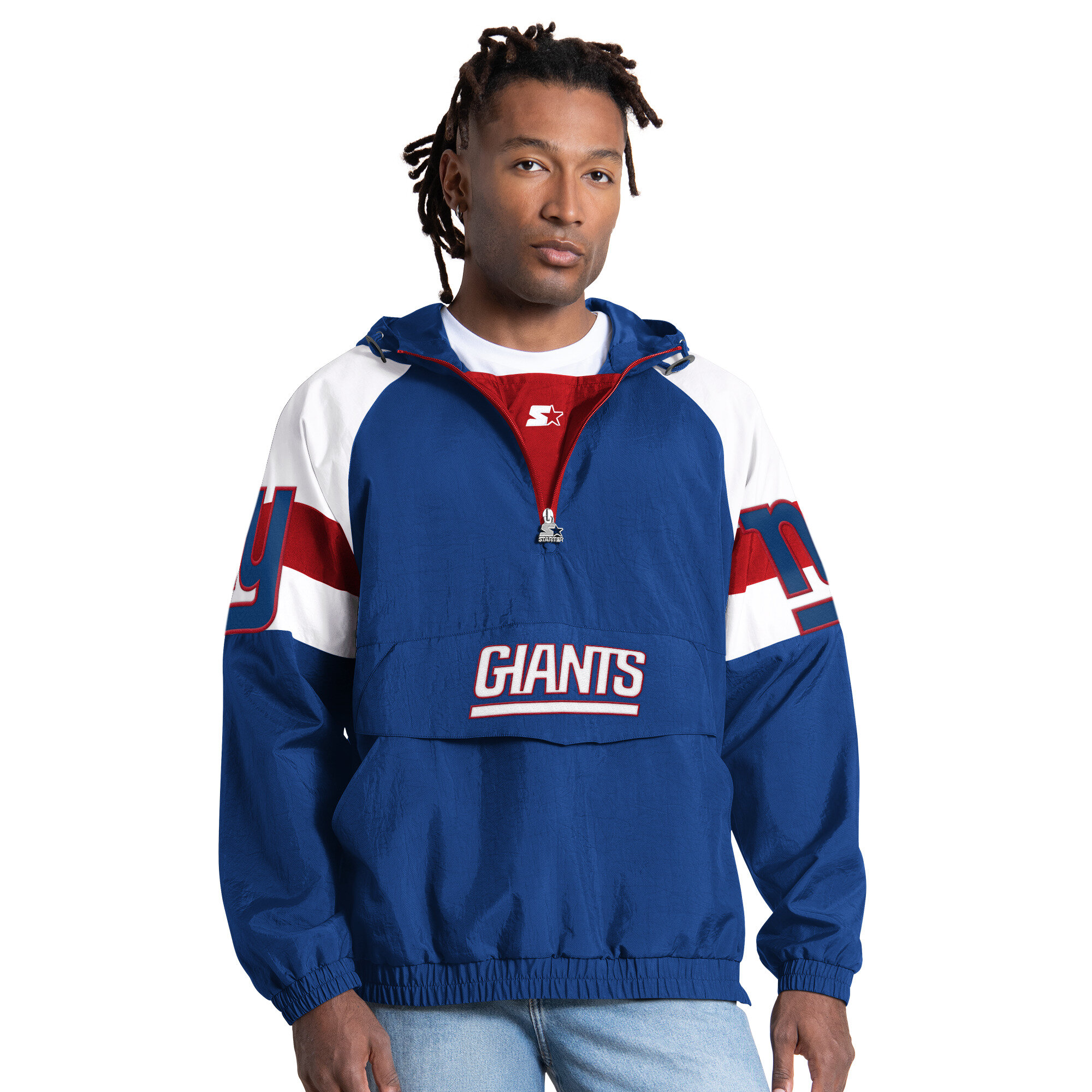 Men’s Starter Royal New York Giants Street Cut Half-Zip Jacket