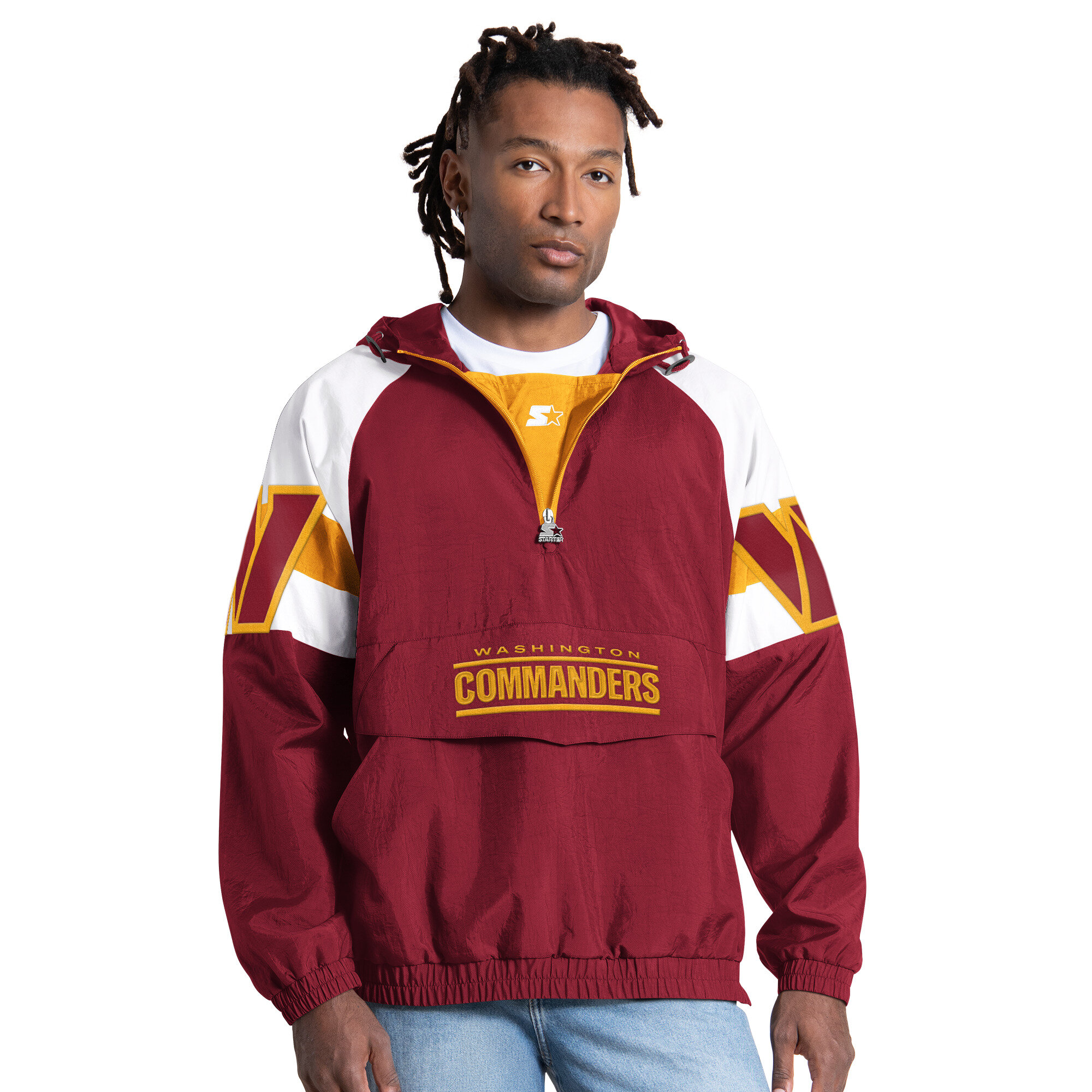 Starter Men's Burgundy Washington Commanders Street Cut Half-Zip Jacket - Burgundy, Gold