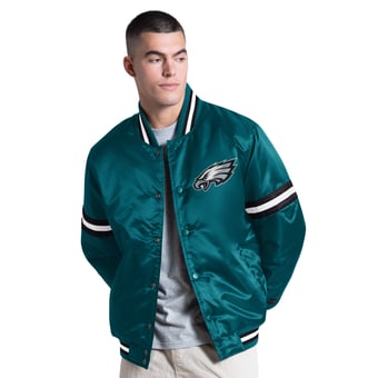 Men's Starter Midnight Green Philadelphia Eagles Courtside Varsity Full Snap Jacket