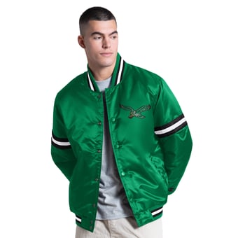 Men's Starter Kelly Green Philadelphia Eagles Courtside Varsity Retro Logo Full Snap Jacket