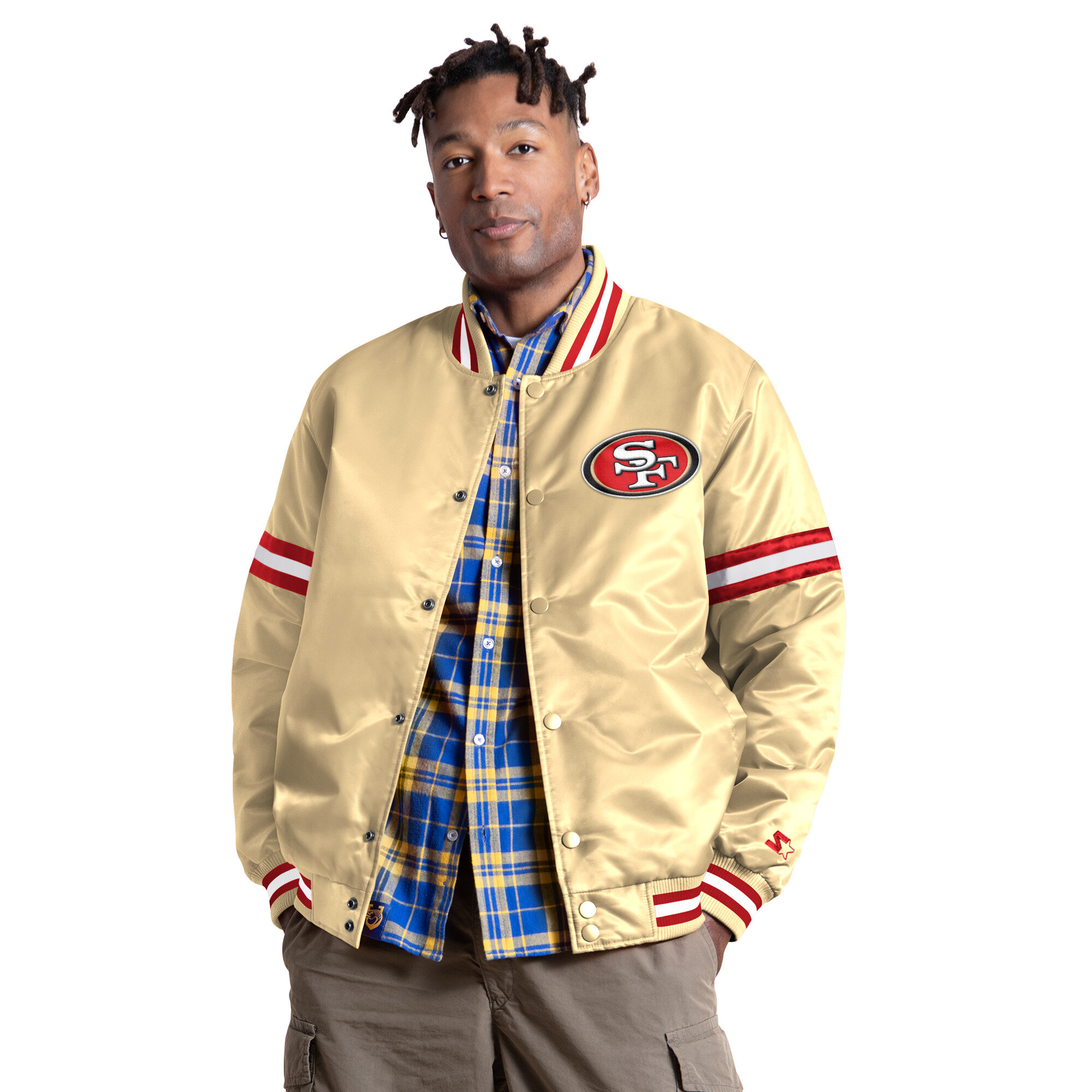 Starter Men's Gold San Francisco 49ers Courtside Ii Alternate Logo Varsity Full Snap Jacket - Gold, Red