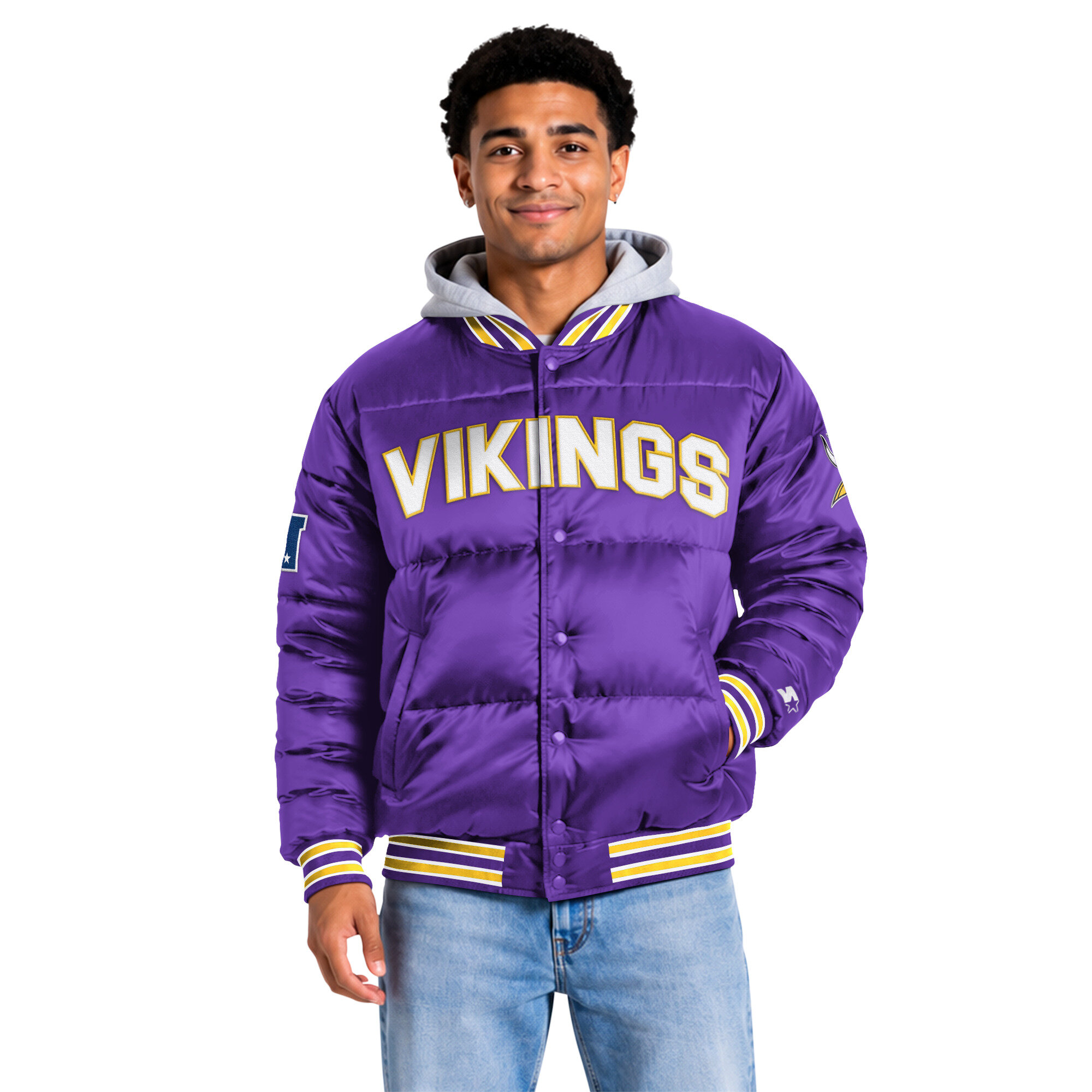 Men's Starter Purple Minnesota Vikings Bronx Full Snap Puffer Jacket