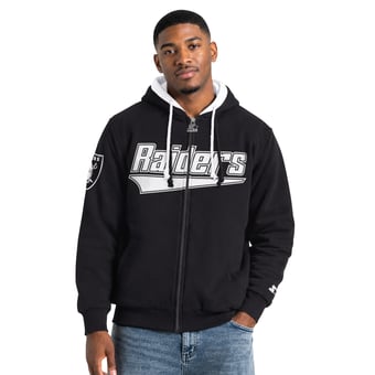 Men's Starter Black Las Vegas Raiders The Rival Full-Zip Hooded Jacket