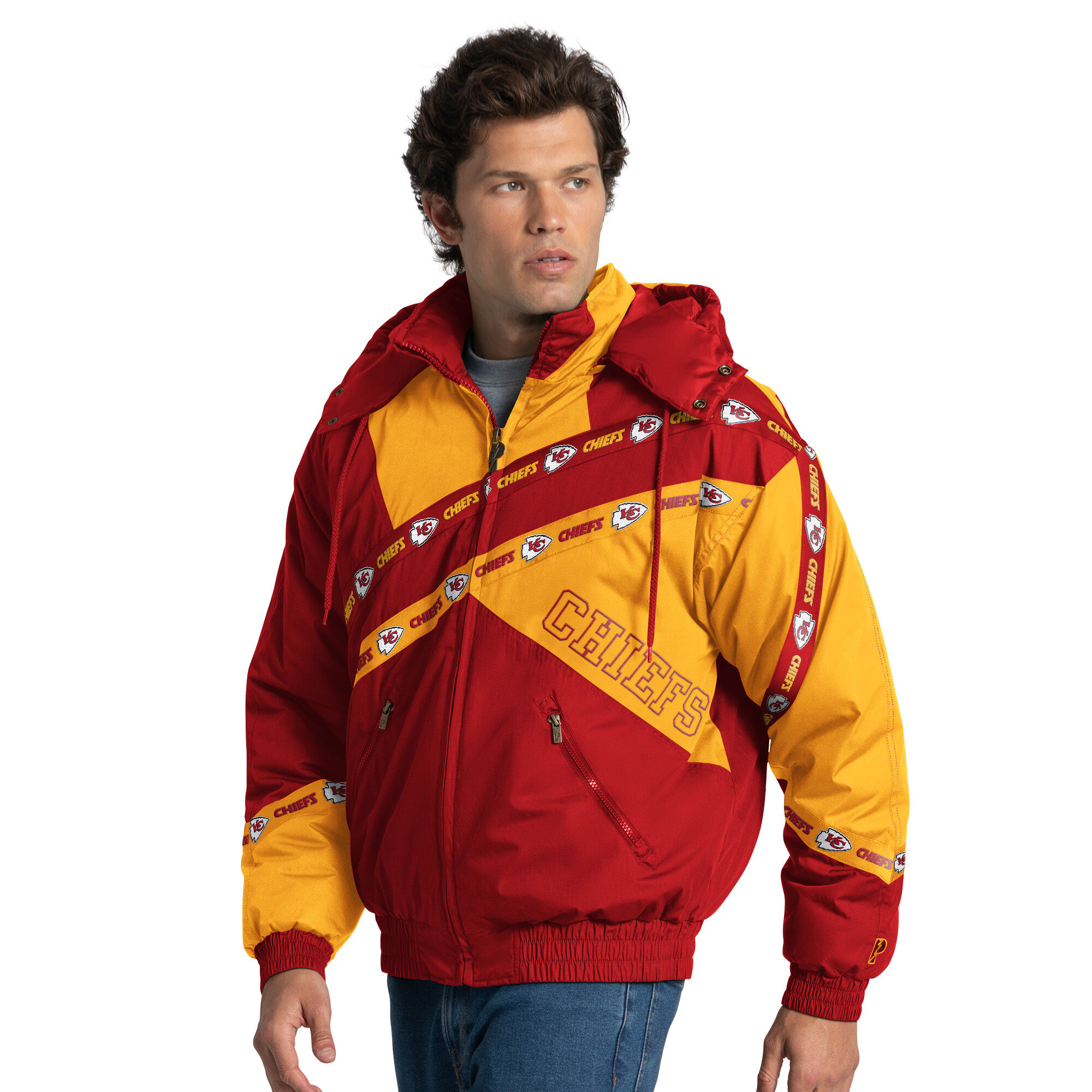 Men's Pro Player Red Kansas City Chiefs Double Tape Full-Zip Jacket with Detachable Hood