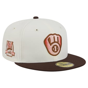 Men's New Era Natural/Brown Milwaukee Brewers Pumpkin Spice 59FIFTY Fitted Hat