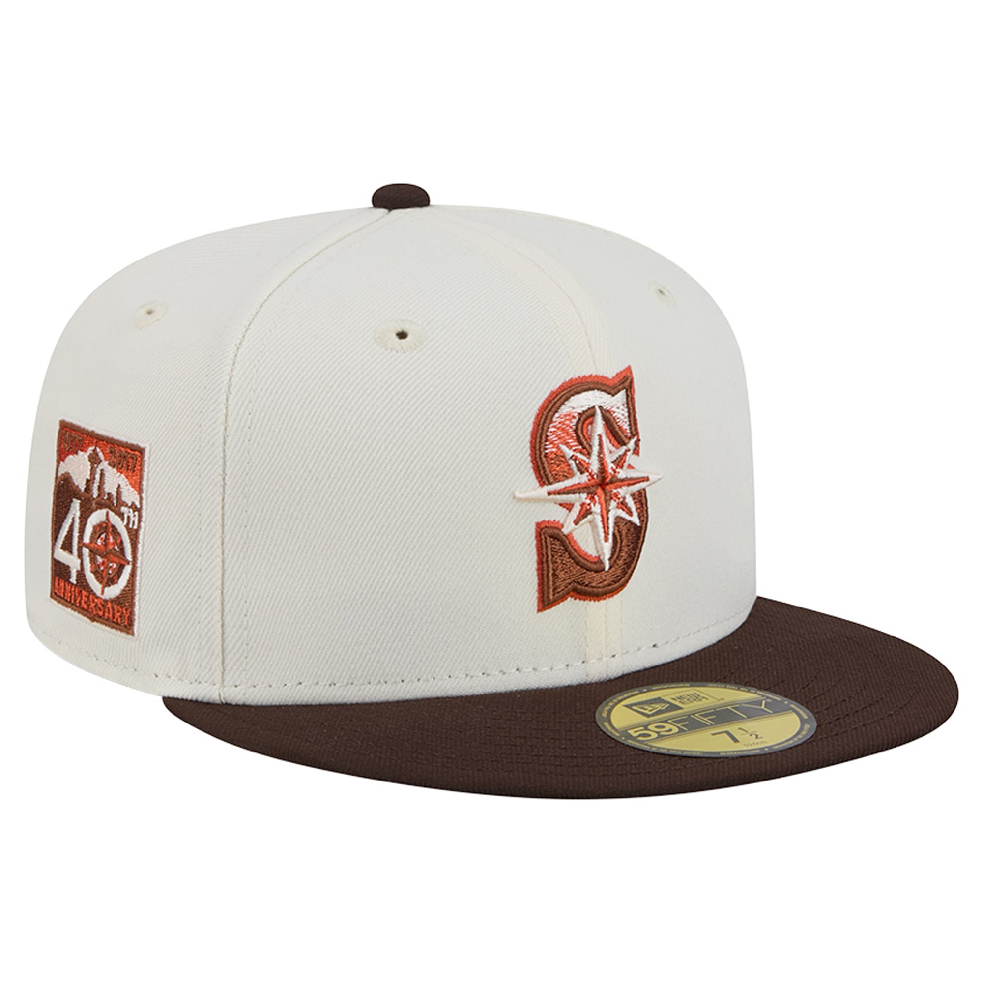 Men's New Era Natural/Brown Seattle Mariners Pumpkin Spice 59FIFTY Fitted Hat