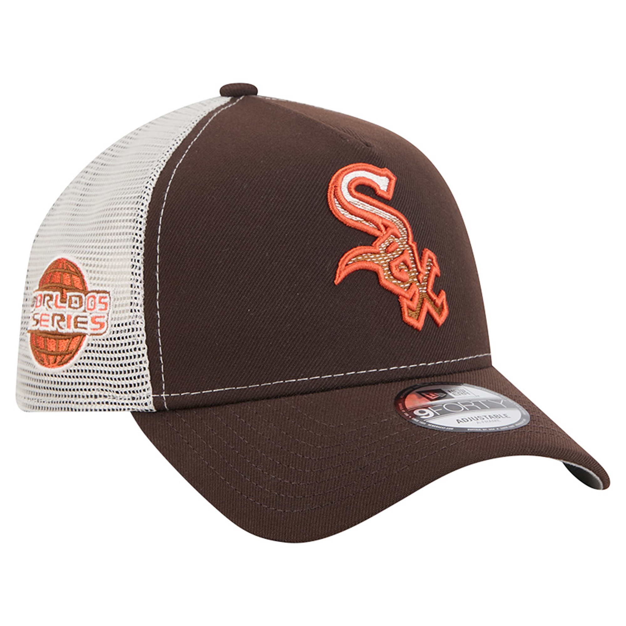 Men's New Era Brown Chicago White Sox Pumpkin Spice 9FORTY A-Frame Adjustable Trucker Hat