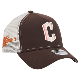 Men's New Era Brown Cleveland Guardians Pumpkin Spice 9FORTY A-Frame Adjustable Trucker Hat