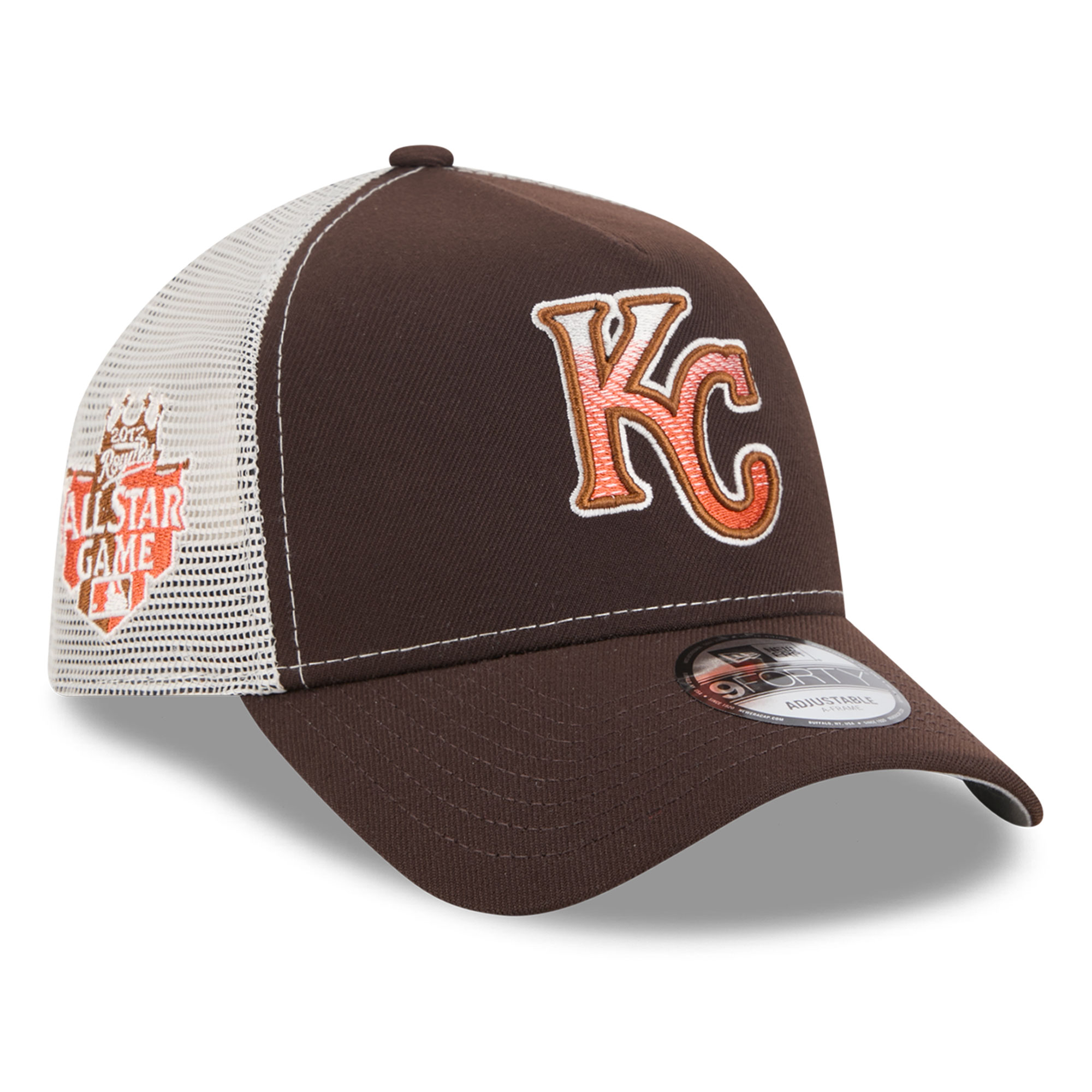 Men's New Era Brown Kansas City Royals Pumpkin Spice 9FORTY A-Frame Adjustable Trucker Hat