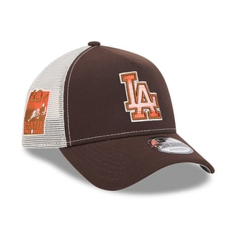 Men's New Era Brown Los Angeles Dodgers Pumpkin Spice 9FORTY A-Frame Adjustable Trucker Hat