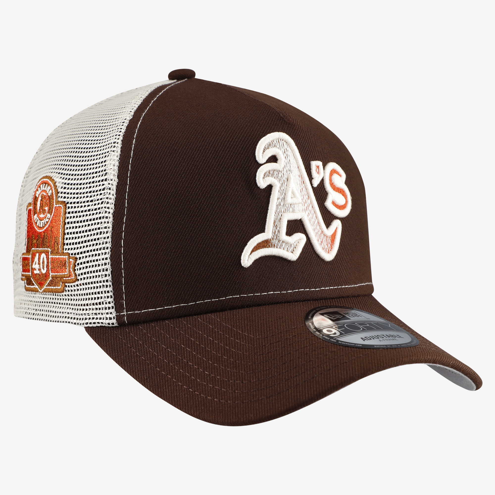 Men's New Era Brown Athletics Pumpkin Spice 9FORTY A-Frame Adjustable Trucker Hat