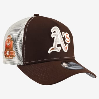 Men's New Era Brown Athletics Pumpkin Spice 9FORTY A-Frame Adjustable Trucker Hat