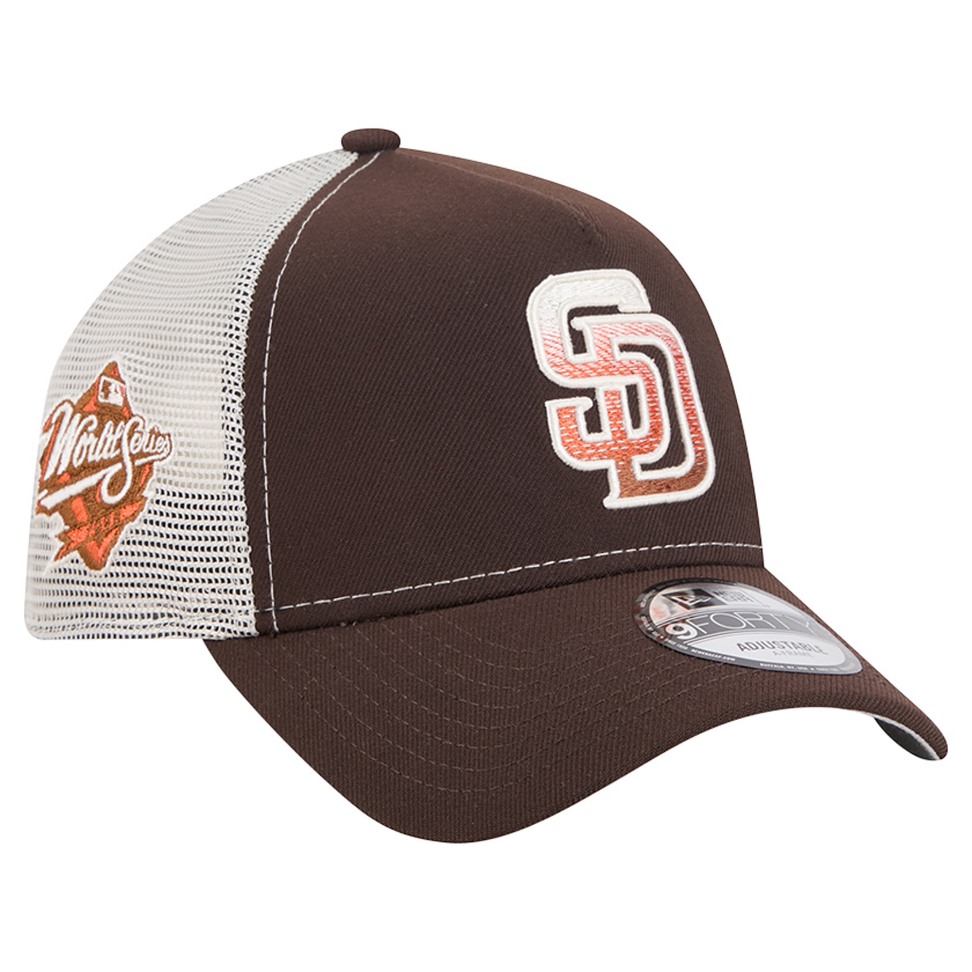 Men's New Era Brown San Diego Padres Pumpkin Spice A-Frame 9FORTY Adjustable Trucker Hat