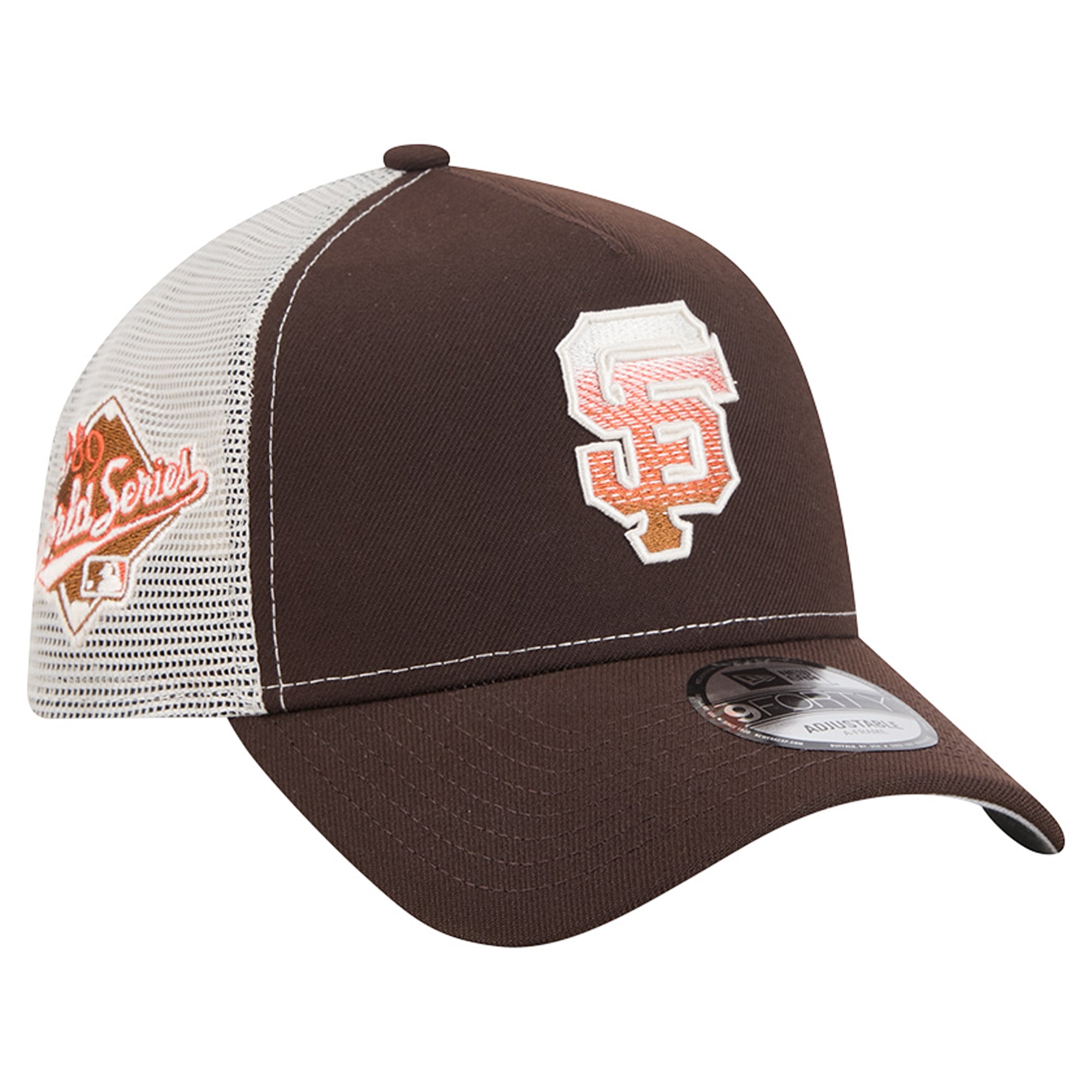 Men's New Era Brown San Francisco Giants Pumpkin Spice A-Frame 9FORTY Adjustable Trucker Hat