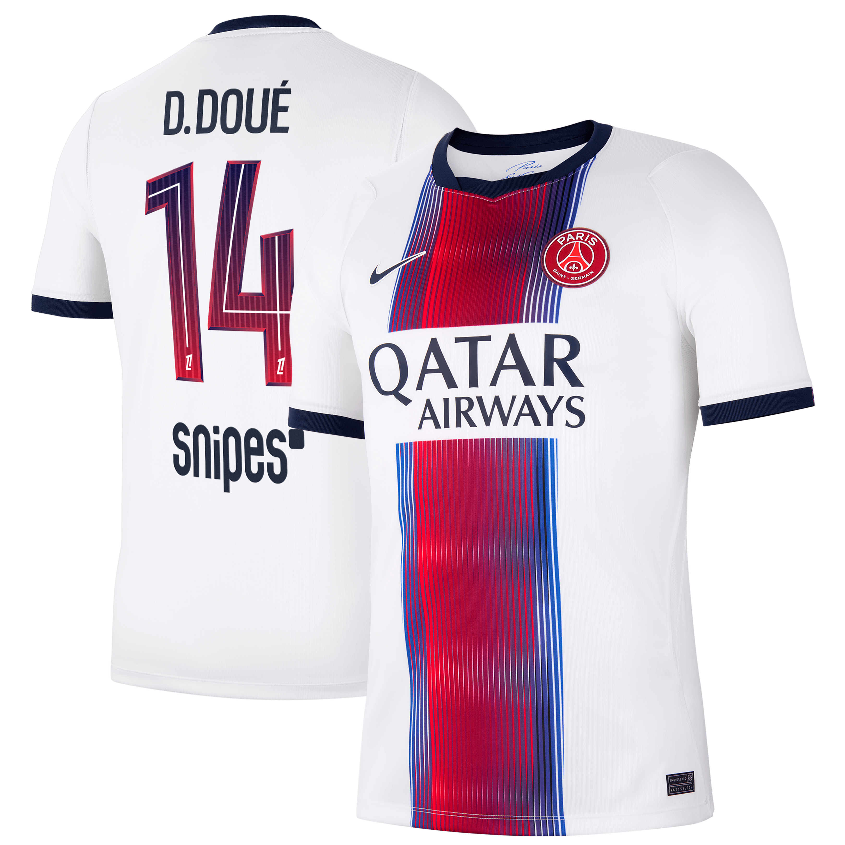 Men's Nike Désiré Doué White Paris Saint-Germain 2026/27 Away Stadium Replica Jersey