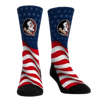 Unisex Rock Em  Blue Florida State Seminoles Patriotic Flag Crew Socks
