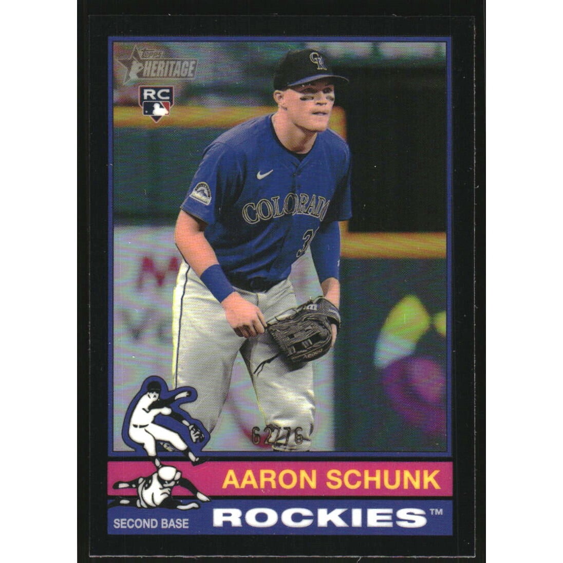 2025 Topps Heritage Chrome Black Refractors #90 Aaron Schunk. rookie card picture