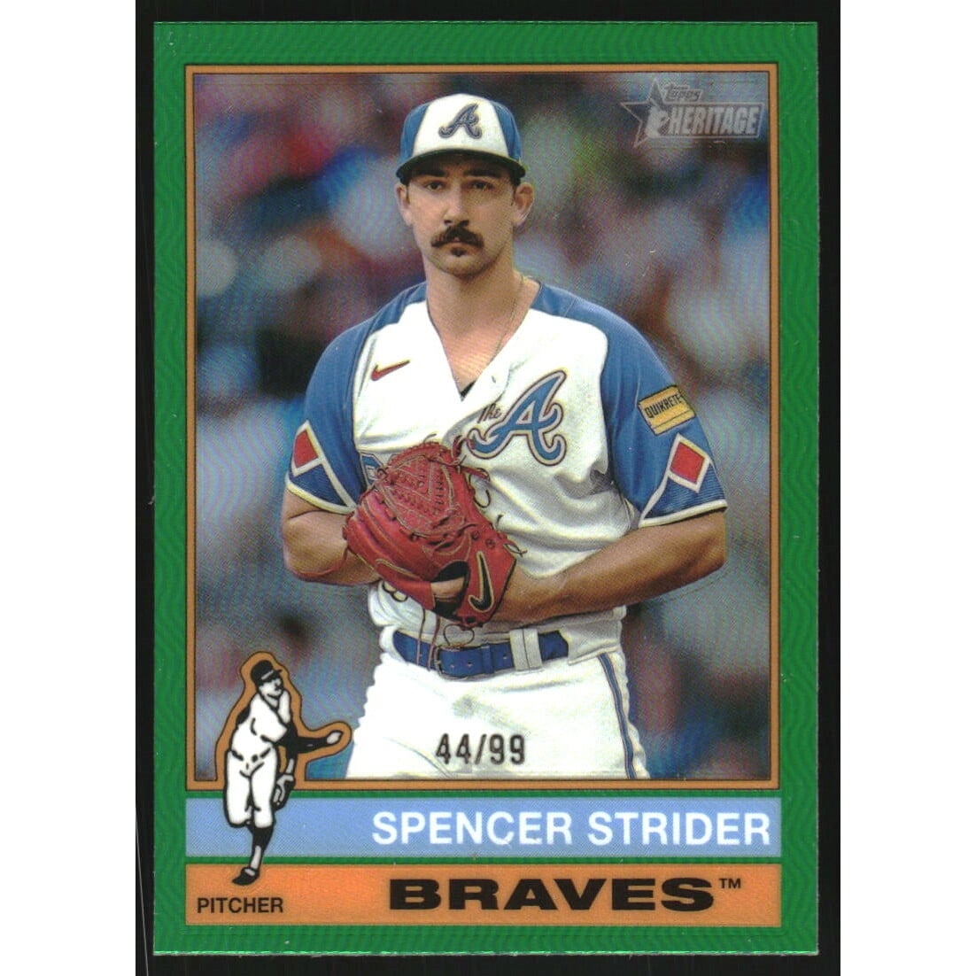 2025 Topps Heritage Chrome Green Refractors #435 Spencer Strider. rookie card picture