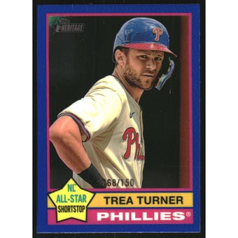 2025 Topps Heritage Chrome Blue Refractors #48 Trea Turner