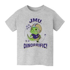 Youth Vive La Fete Gray James Madison Dukes Dinorrific T-Shirt