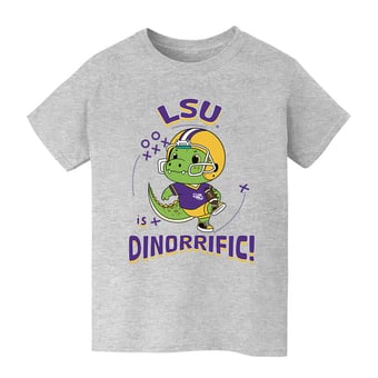 Youth Vive La Fete Gray LSU Tigers Dinorrific T-Shirt
