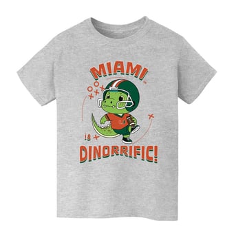 Youth Vive La Fete Gray Miami Hurricanes Dinorrific T-Shirt