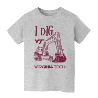 Youth Vive La Fete Gray Virginia Tech Hokies Excavator T-Shirt