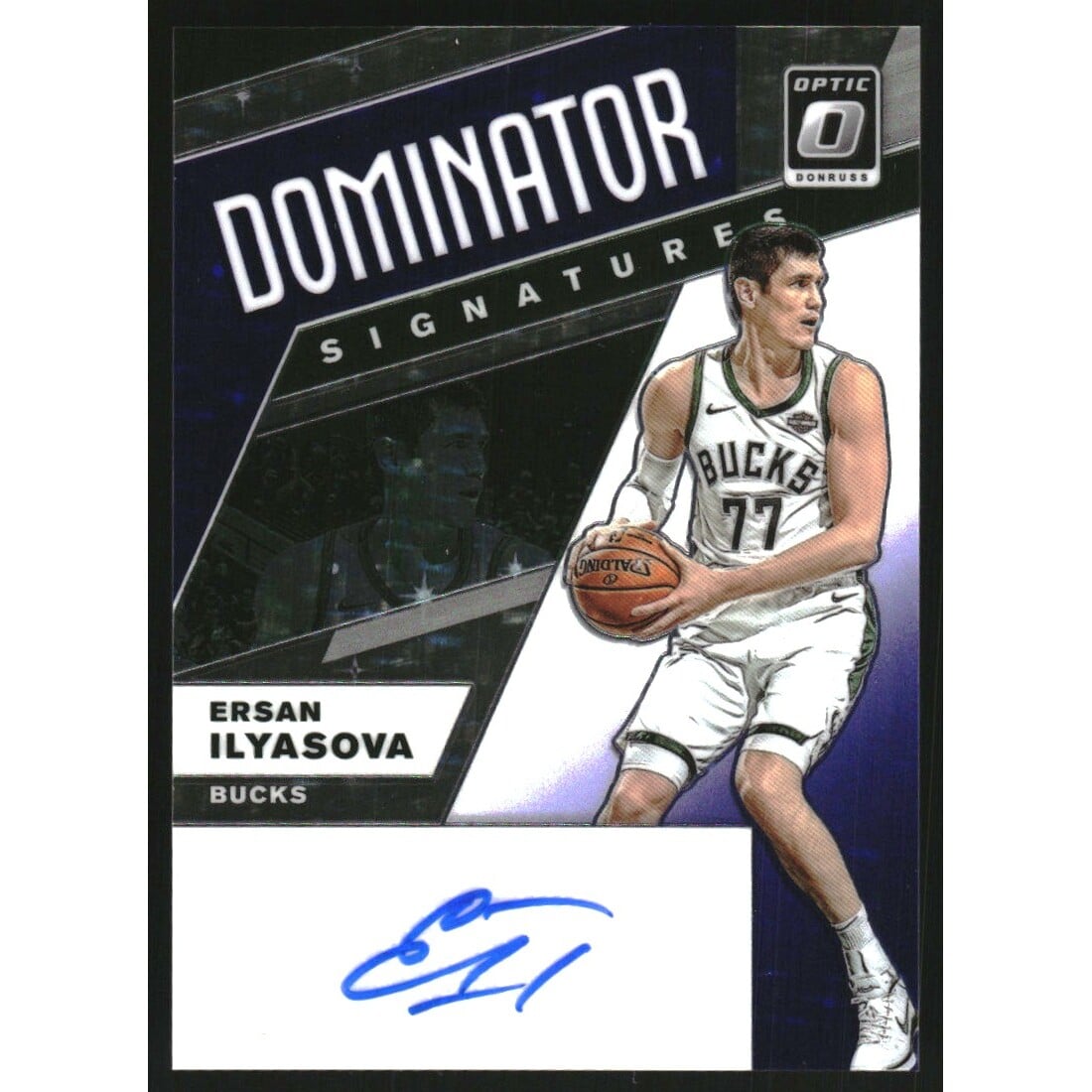 2019-20 Donruss Optic Dominators Signatures Purple Stars #22 Ersan Ilyasova. rookie card picture