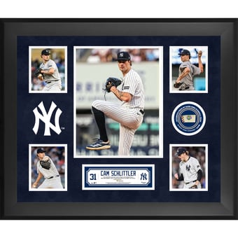 Cam Schlittler New York Yankees Framed 5-Photo Collage with a Piece of Game-Used Ball - Limited Edition of 500
