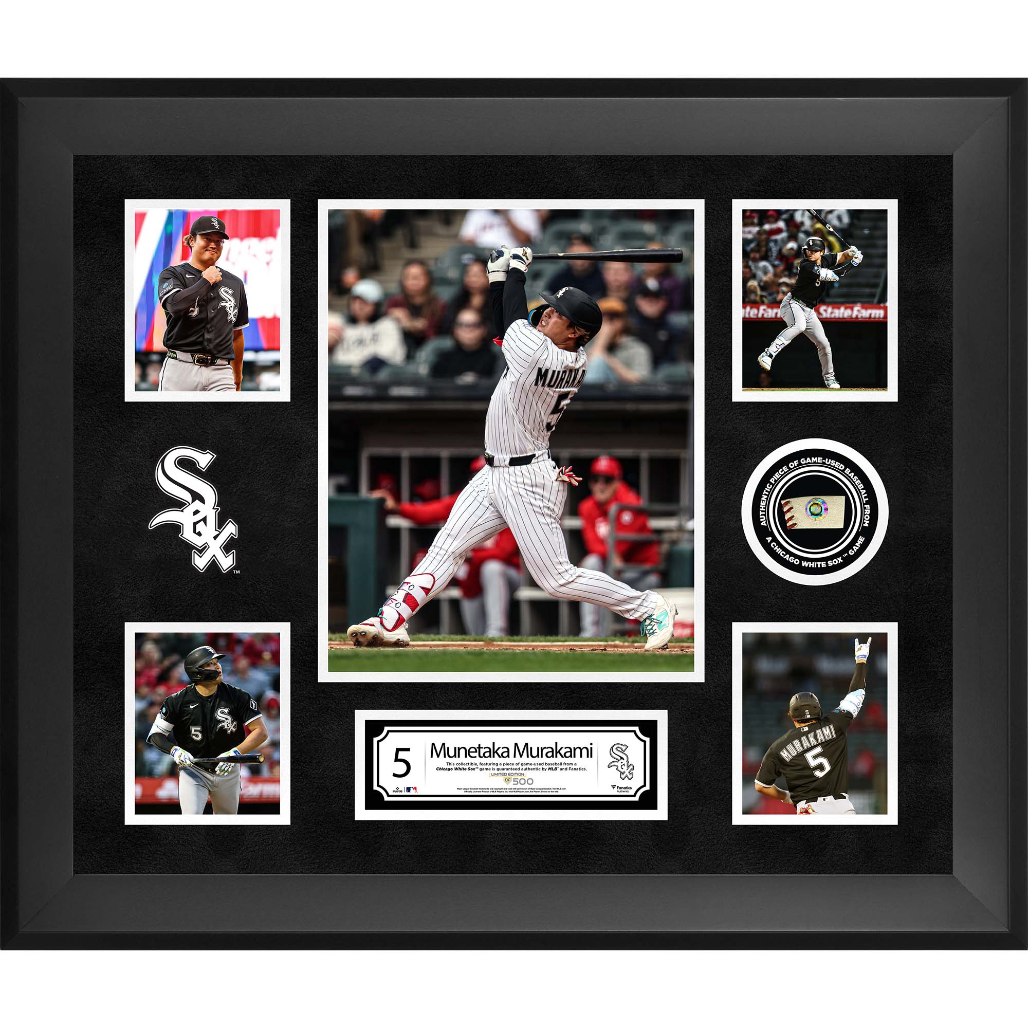 Munetaka Murakami Chicago White Sox Framed 5-Photo Collage with a Piece of Game-Used Ball - Limited Edition of 500