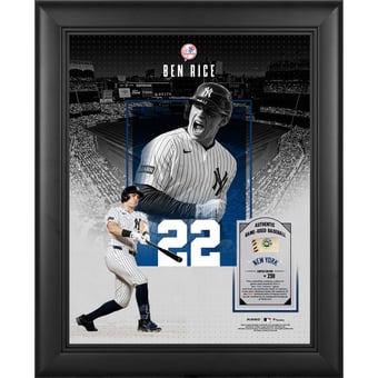 Ben Rice New York Yankees MLB Debut Jumping Photograph with a Piece of Game-Used Ball - Limited Edition of 250