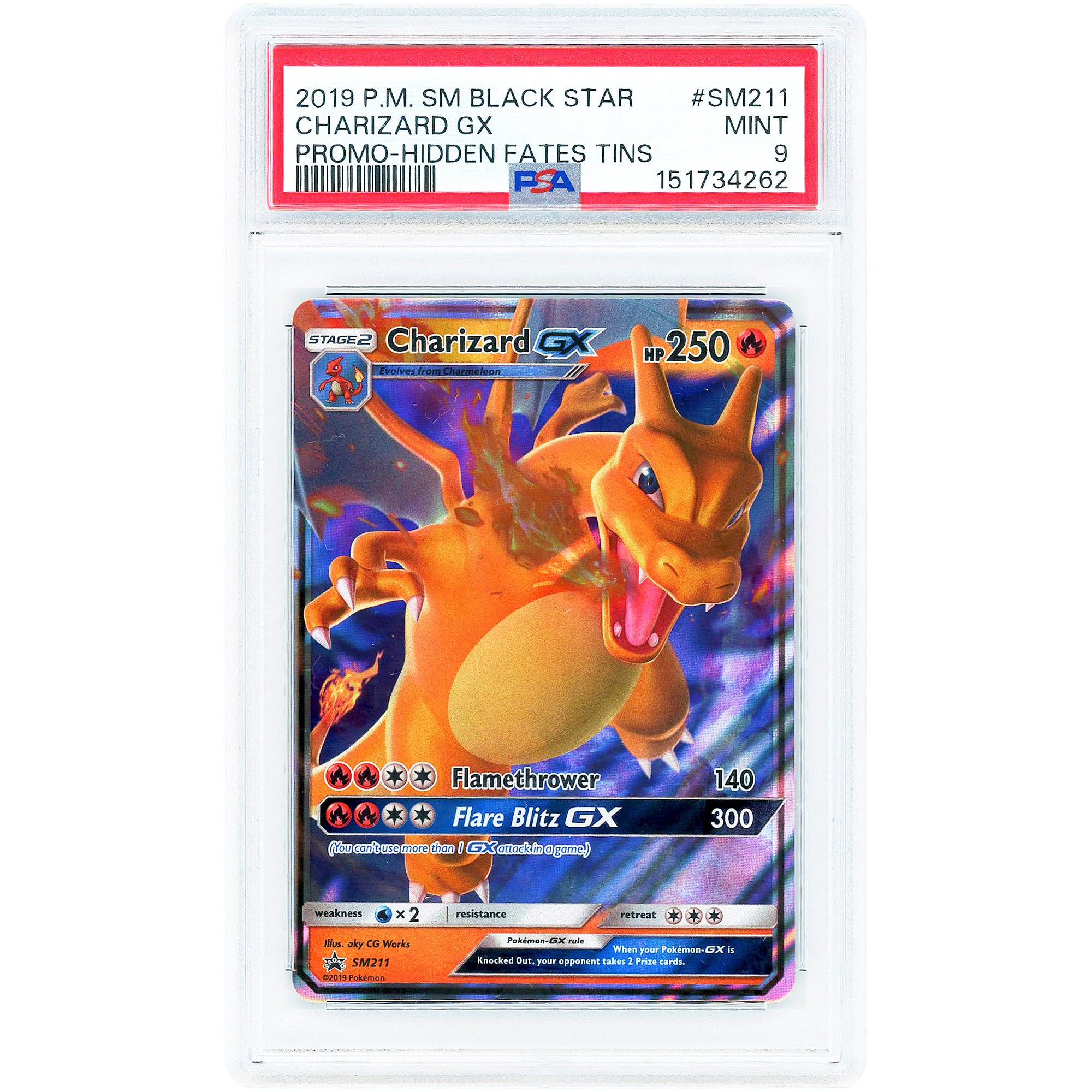 Charizard GX 2019 Pokemon Sun & Moon Promo #SM211 PSA Authenticated 9 Card