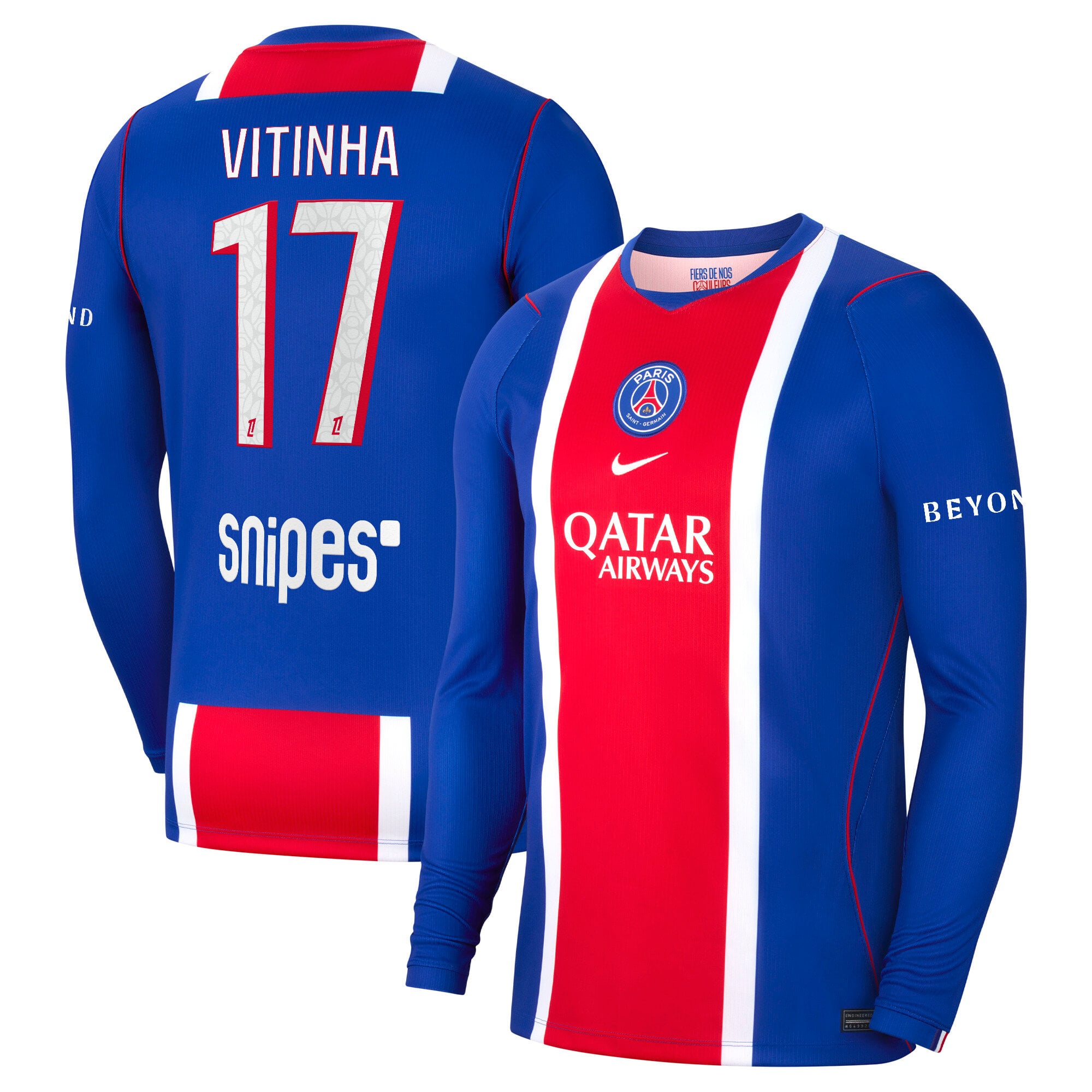 PSG Nike Home Stadium Long Sleeve Shirt 2026-27 with Vitinha 17 printing